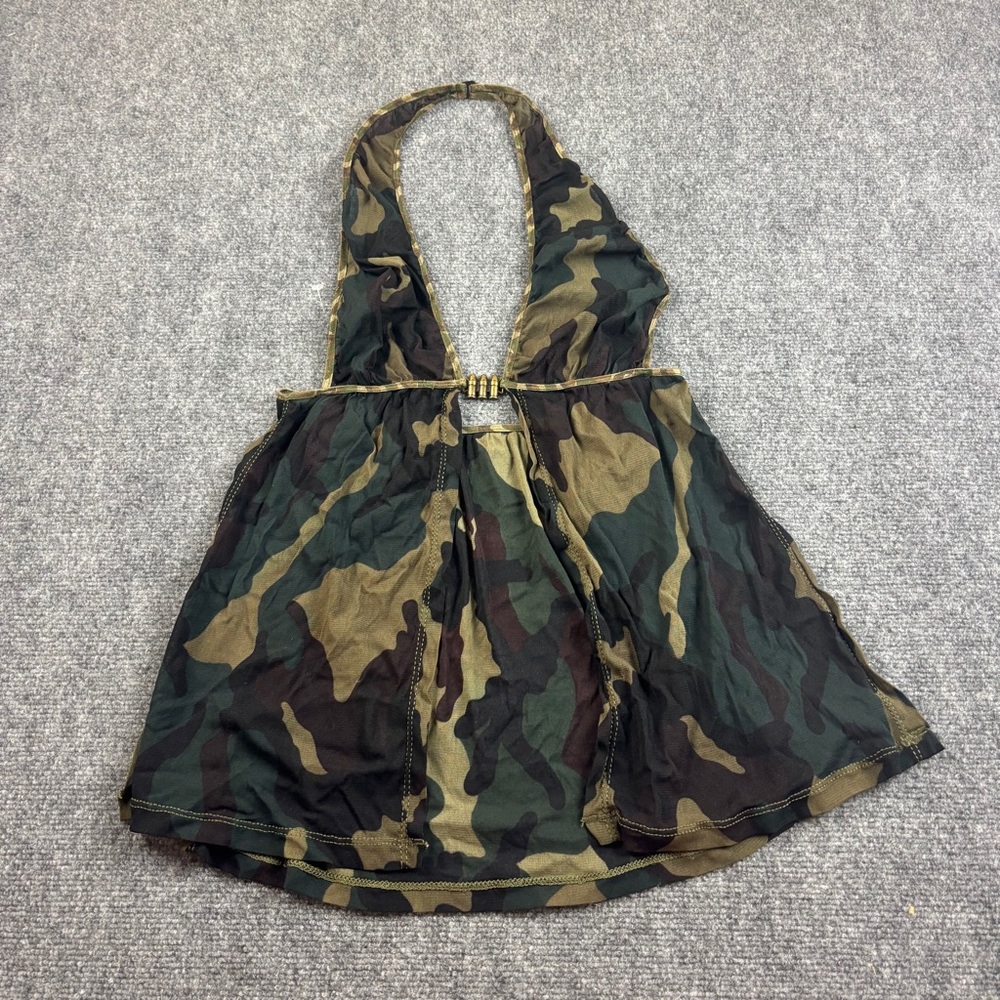 ESPECIALLY YOURS Women’s Camo Teddy Lingerie Halter Top Ammo Detail Size: 1X